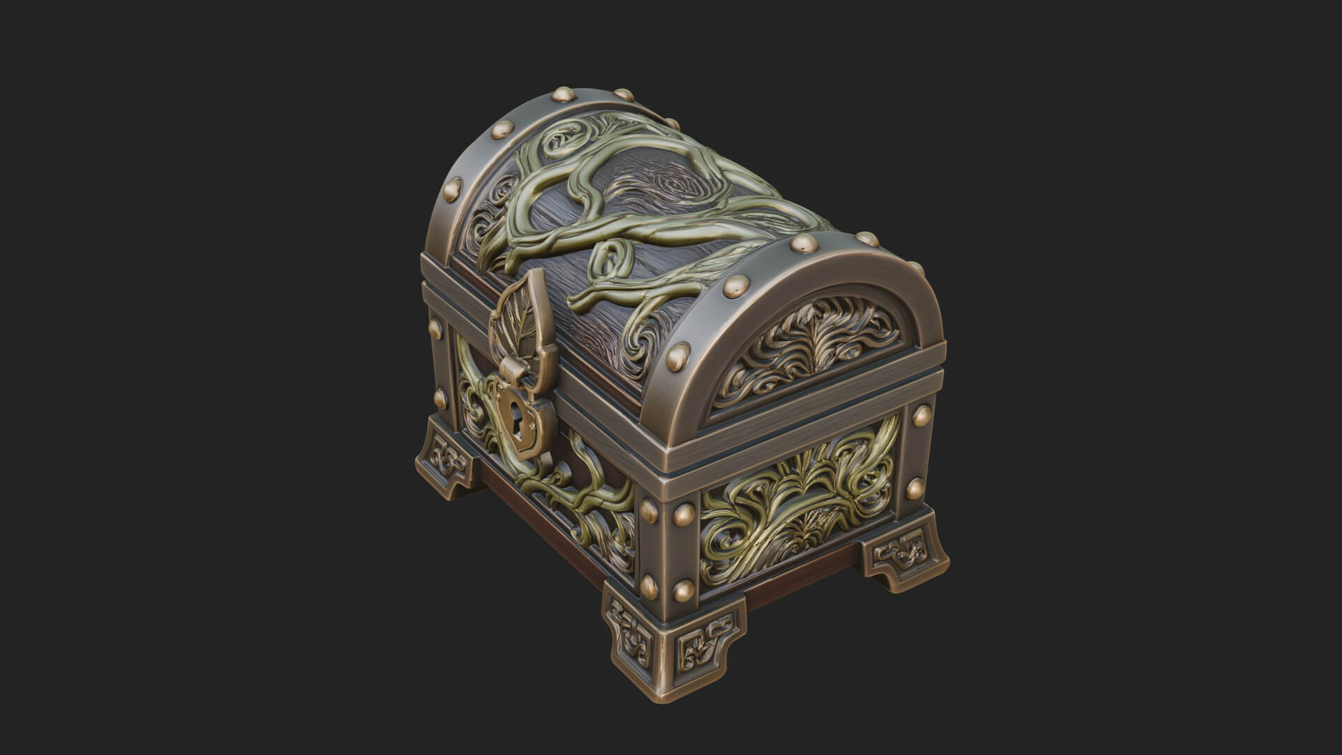 Vine Leaf Treasure Chest Model Design 3 3D Print Model 3D Model