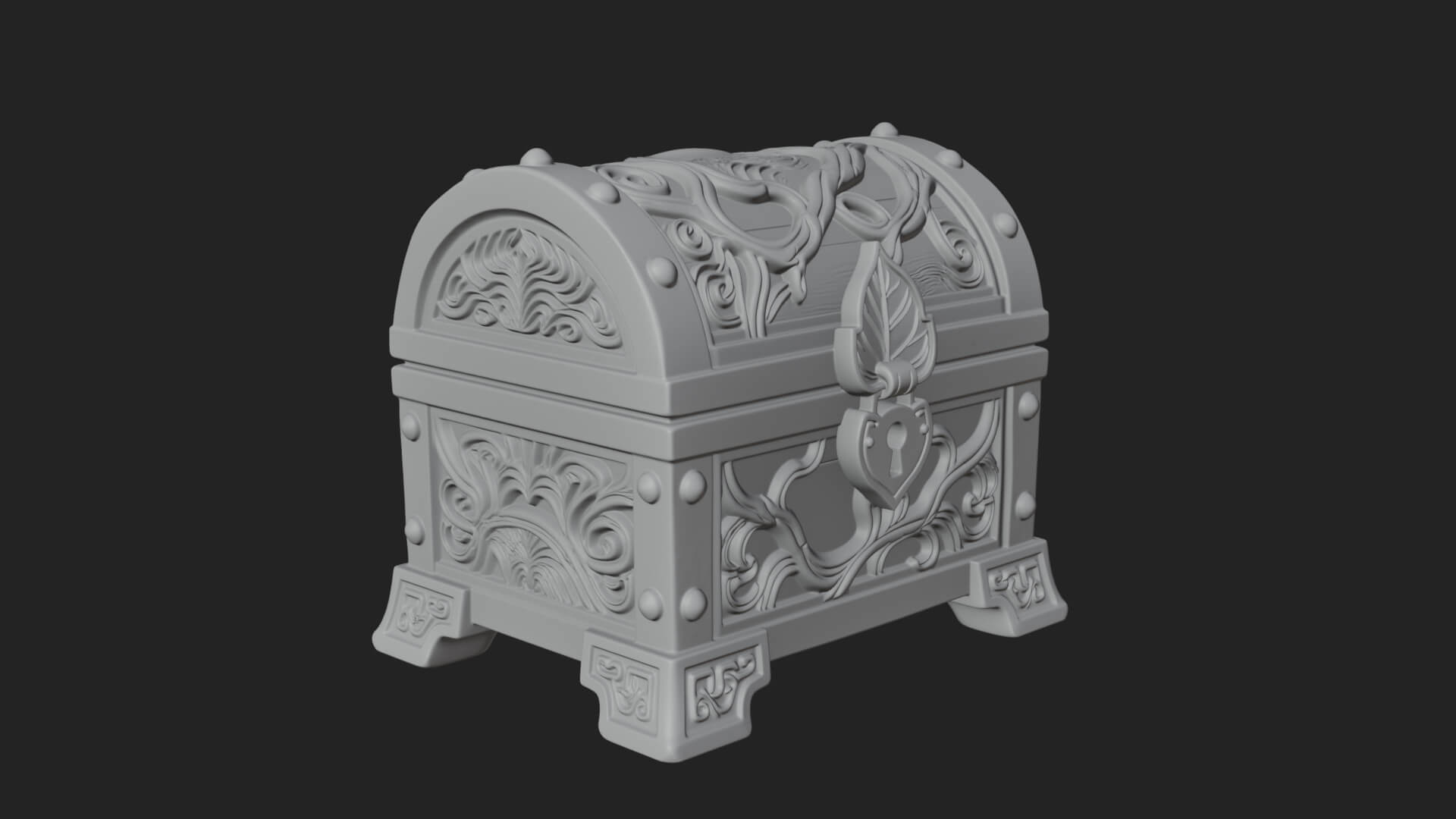 Vine Leaf Treasure Chest Model Design 3 3D Print Model 3D Model