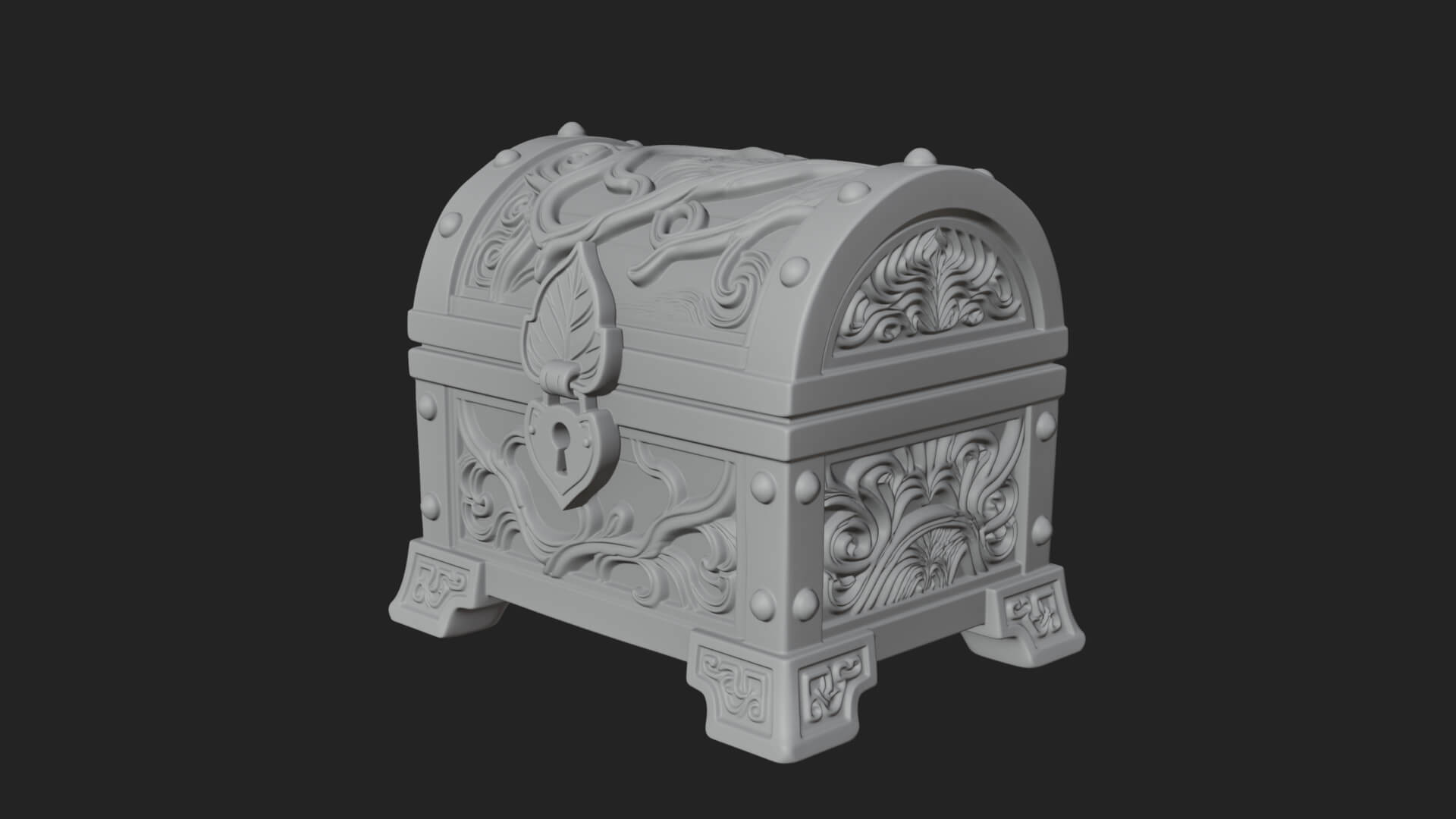 Vine Leaf Treasure Chest Model Design 3 3D Print Model 3D Model