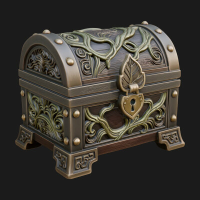 Vine Leaf Treasure Chest Model Design 3 3D Print Model