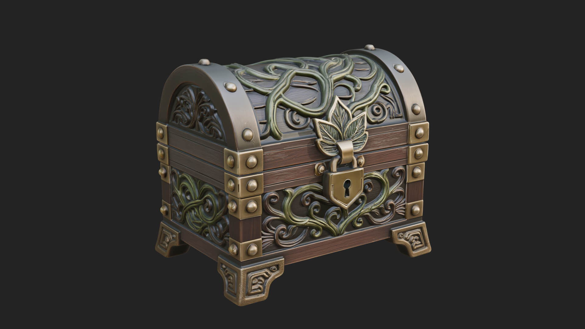 Vine Leaf Treasure Chest Model Design 4 3D Print Model 3D Model