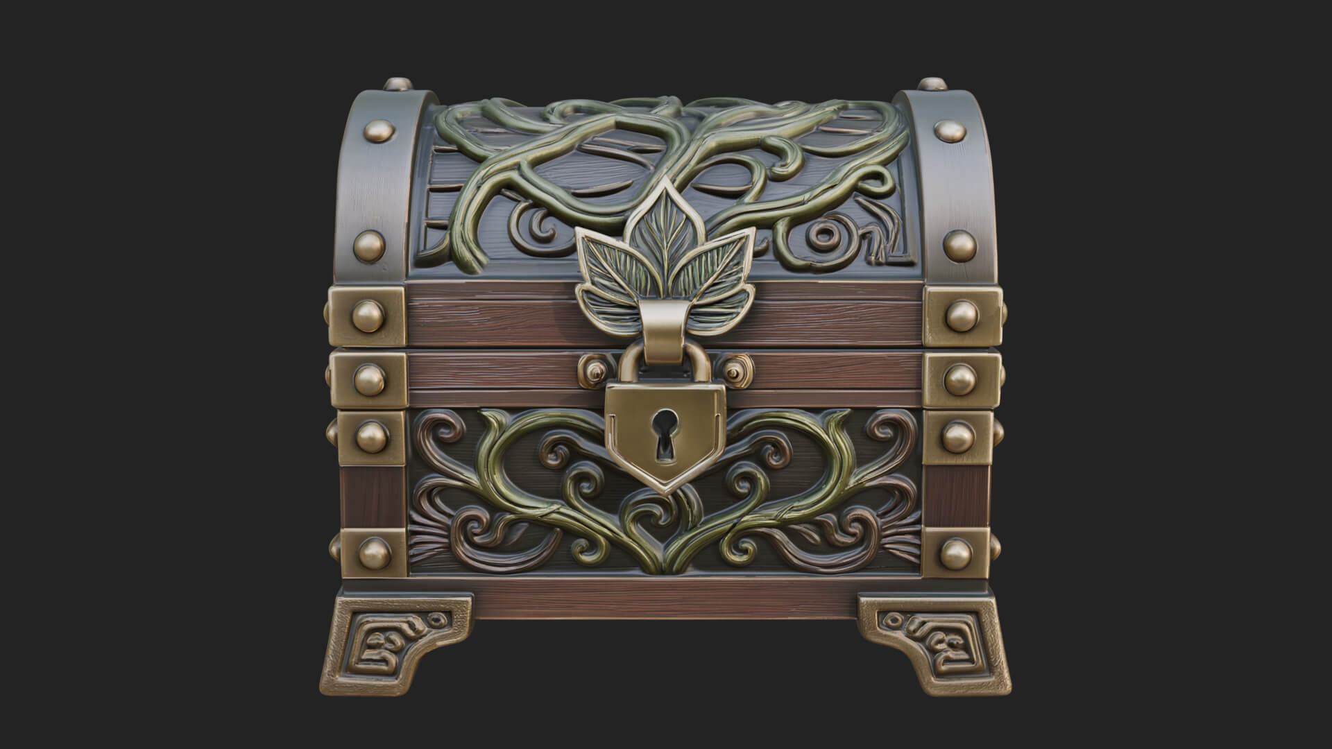 Vine Leaf Treasure Chest Model Design 4 3D Print Model 3D Model