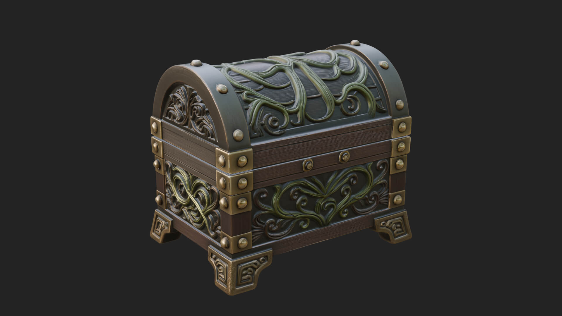 Vine Leaf Treasure Chest Model Design 4 3D Print Model 3D Model