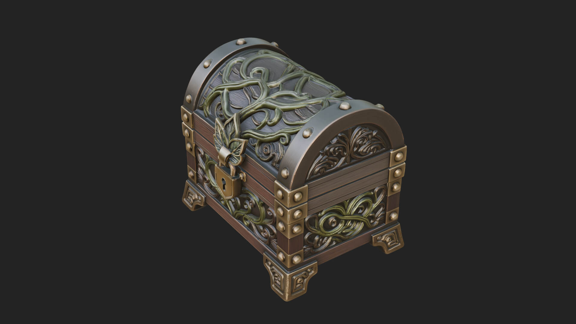 Vine Leaf Treasure Chest Model Design 4 3D Print Model 3D Model