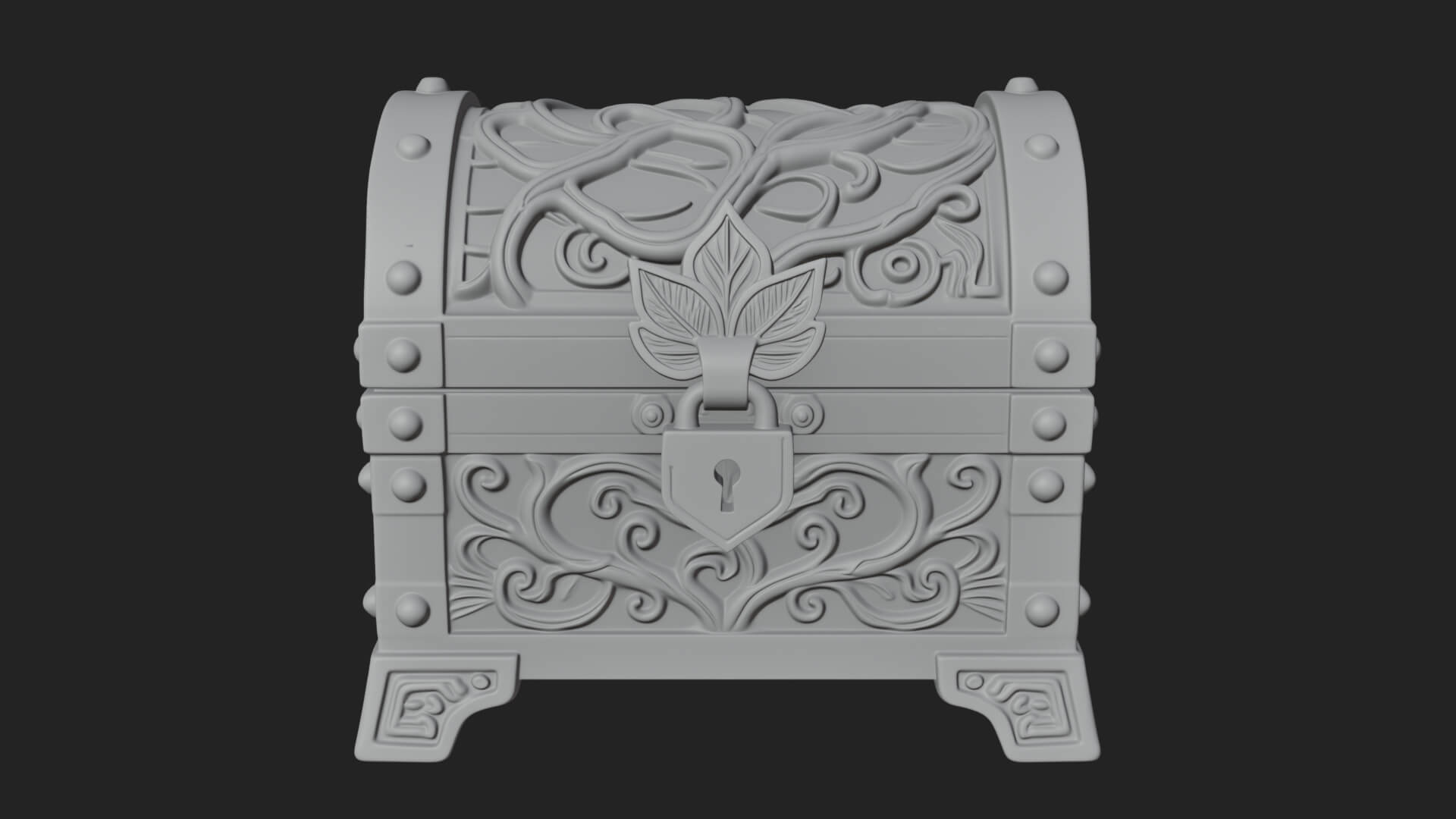 Vine Leaf Treasure Chest Model Design 4 3D Print Model 3D Model