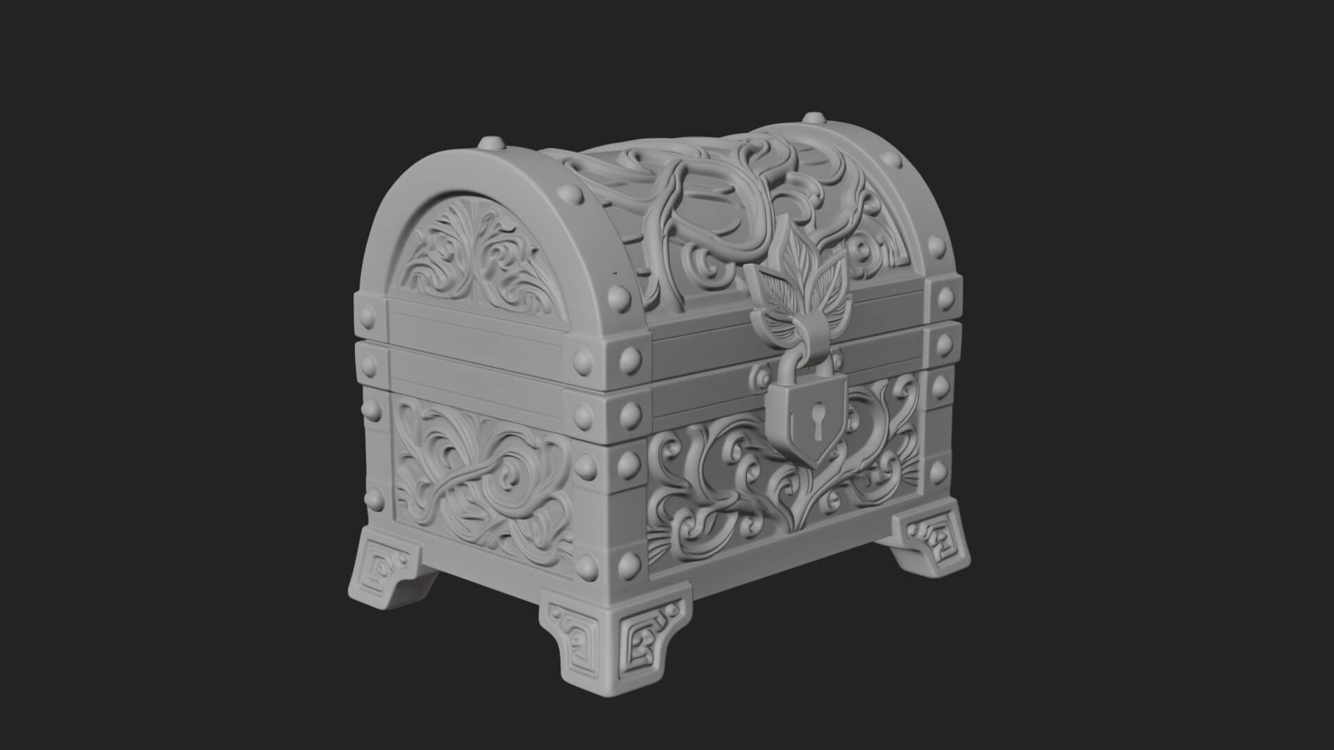 Vine Leaf Treasure Chest Model Design 4 3D Print Model 3D Model