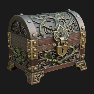 Vine Leaf Treasure Chest Model Design 4 3D Print Model