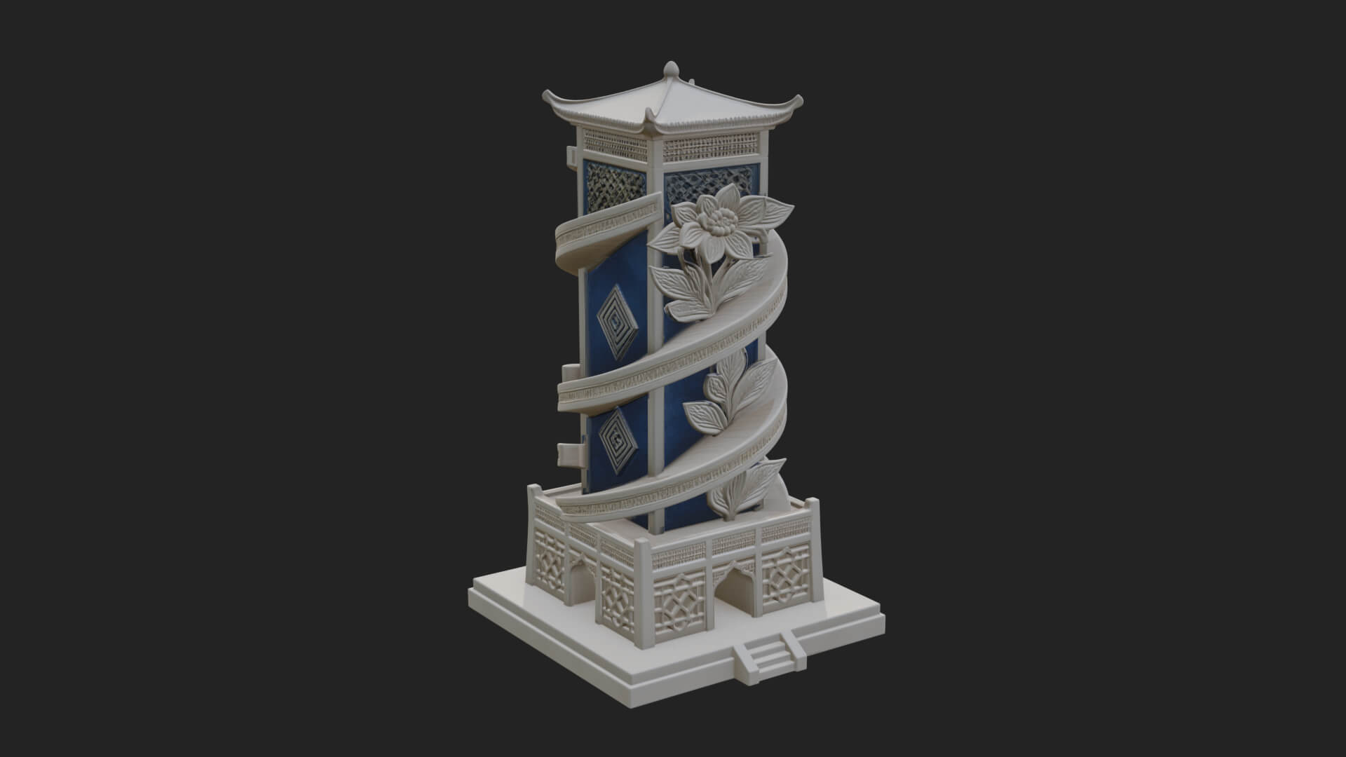 Vine Spiral Pillar Tower Design 1 3D Print Model 3D Model