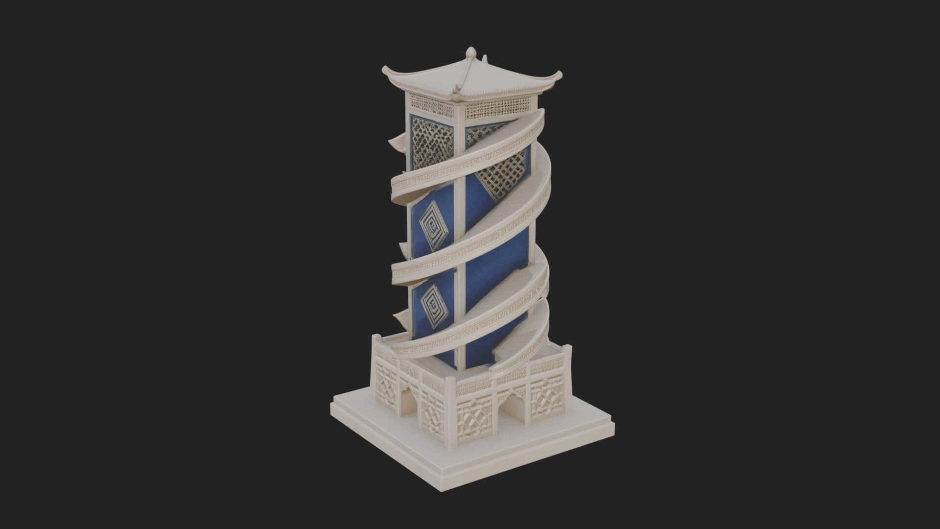 Vine Spiral Pillar Tower Design 1 3D Print Model 3D Model