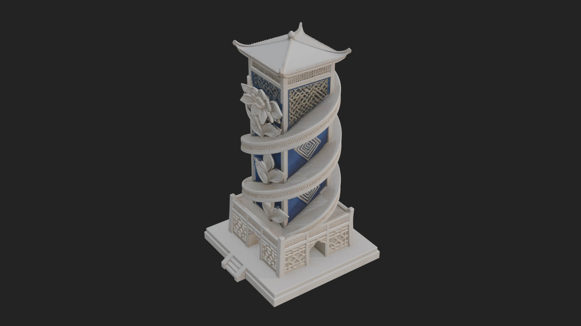 Vine Spiral Pillar Tower Design 1 3D Print Model 3D Model