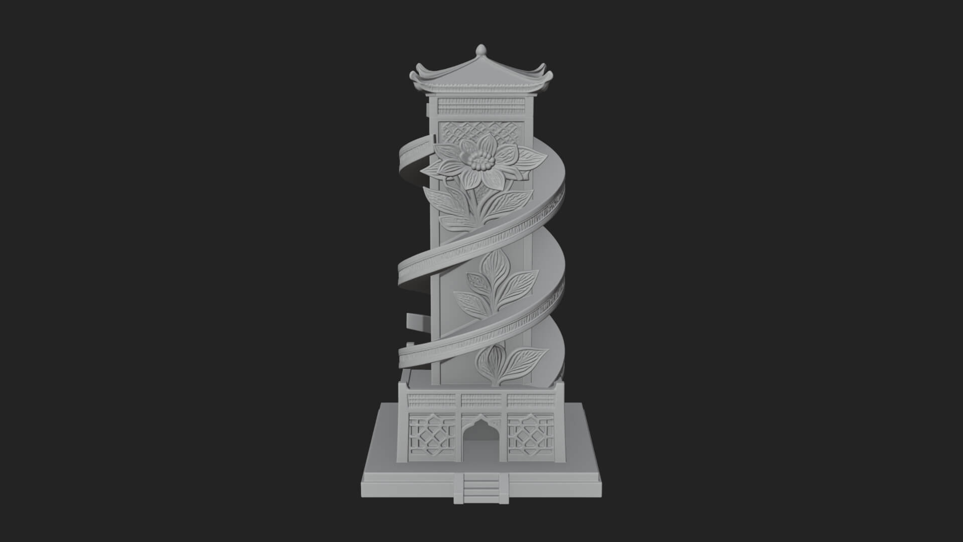 Vine Spiral Pillar Tower Design 1 3D Print Model 3D Model