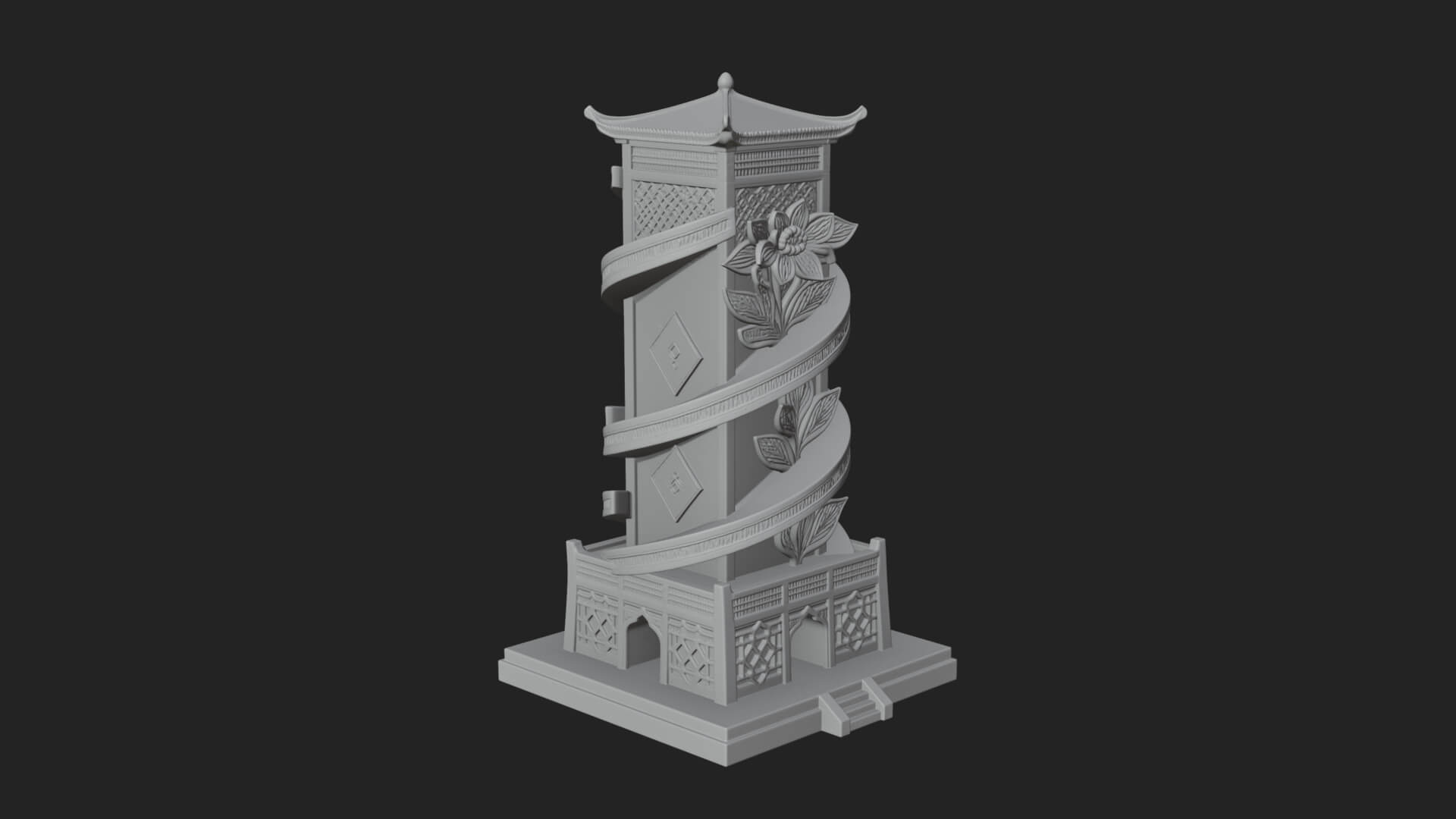 Vine Spiral Pillar Tower Design 1 3D Print Model 3D Model