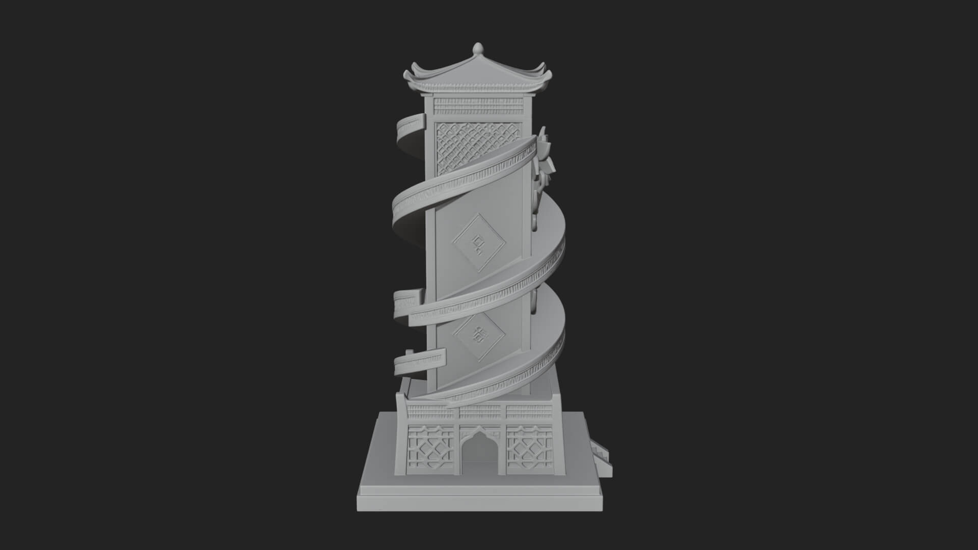 Vine Spiral Pillar Tower Design 1 3D Print Model 3D Model