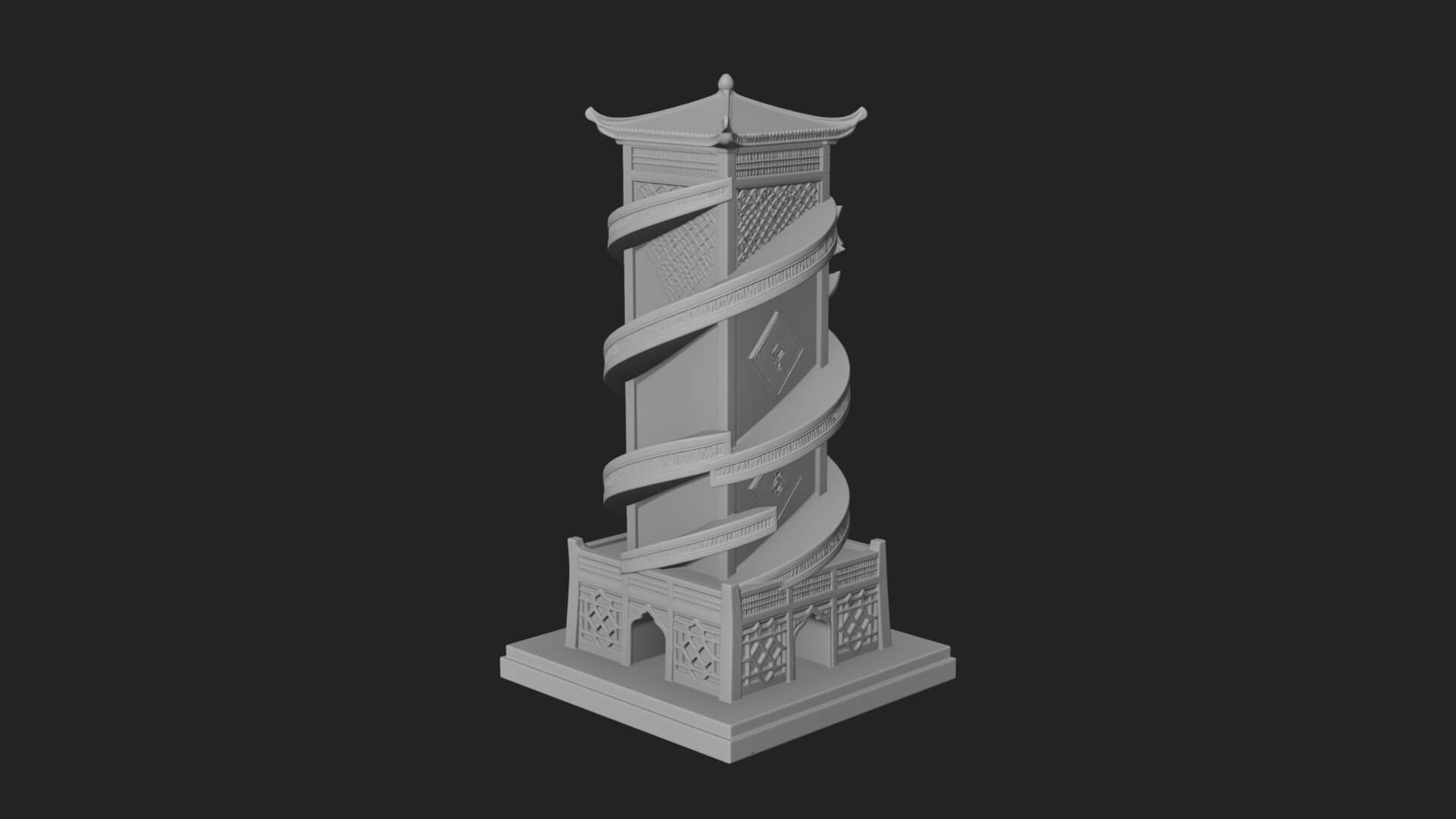 Vine Spiral Pillar Tower Design 1 3D Print Model 3D Model
