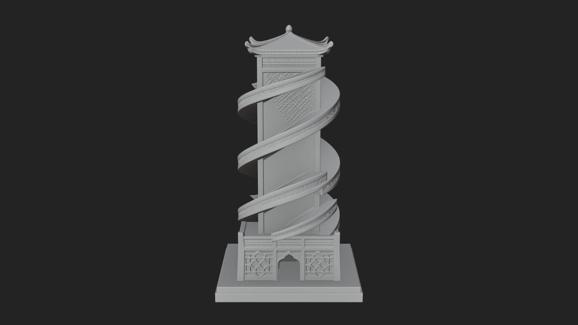 Vine Spiral Pillar Tower Design 1 3D Print Model 3D Model