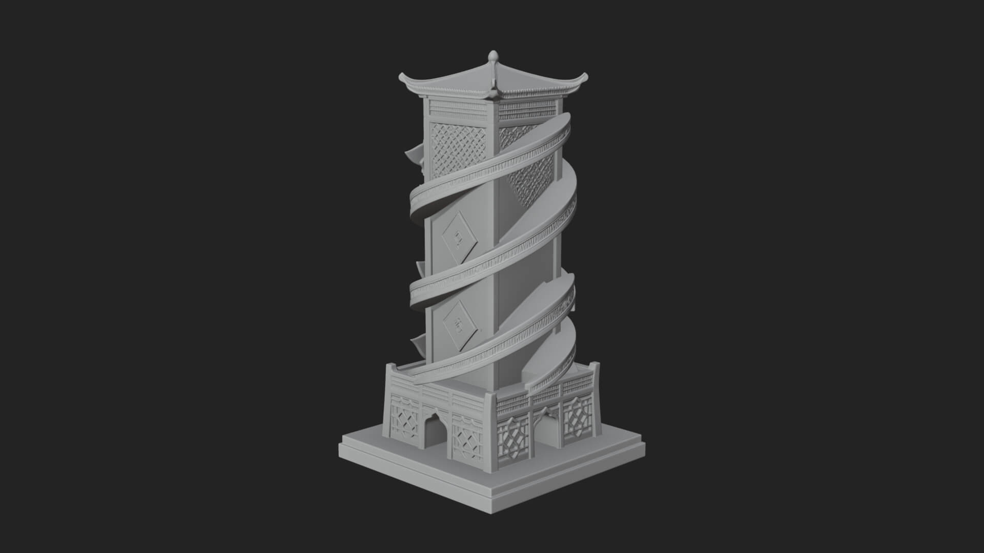 Vine Spiral Pillar Tower Design 1 3D Print Model 3D Model