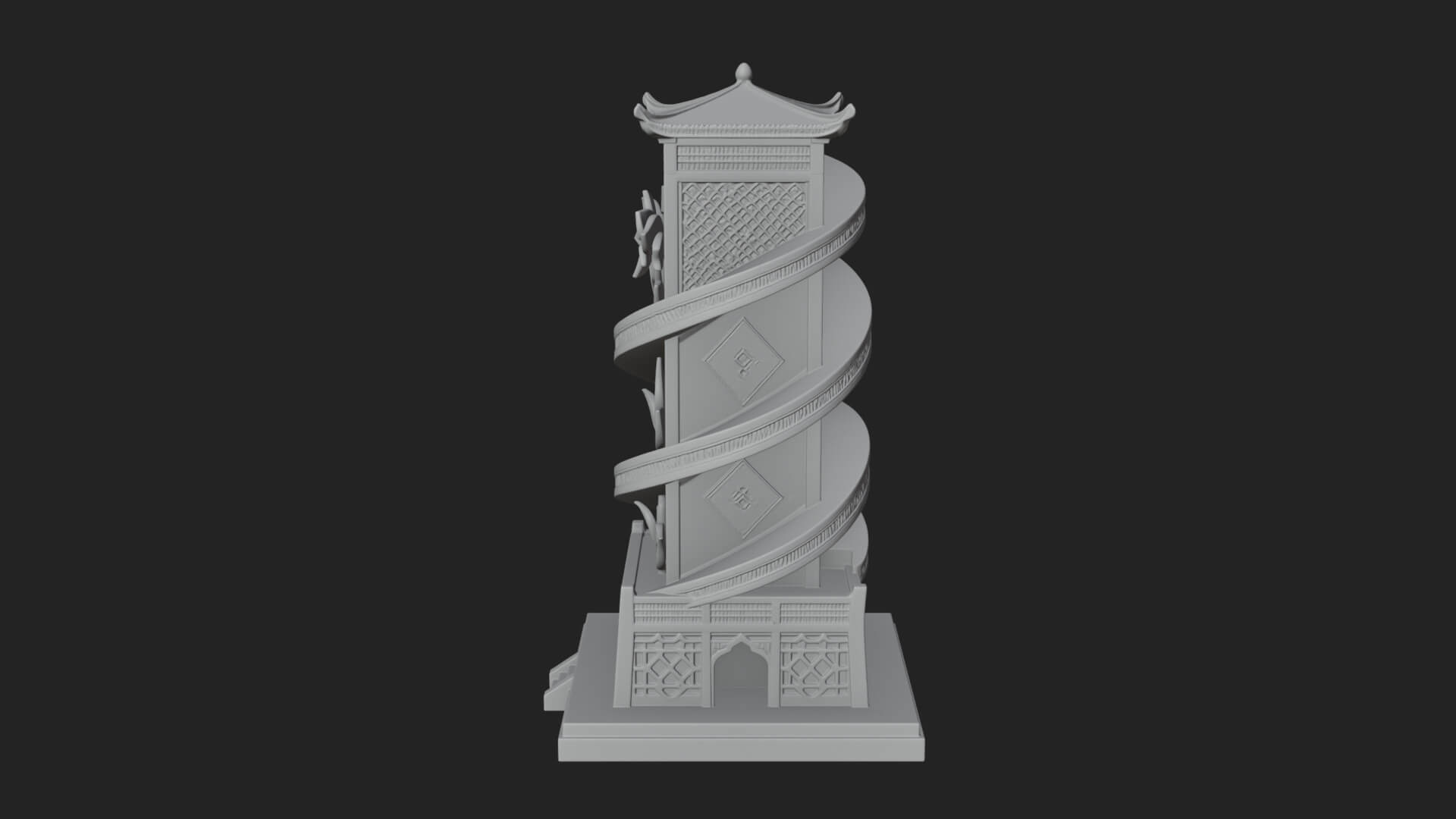 Vine Spiral Pillar Tower Design 1 3D Print Model 3D Model