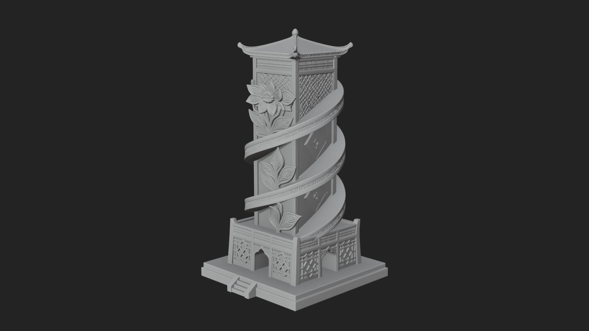 Vine Spiral Pillar Tower Design 1 3D Print Model 3D Model