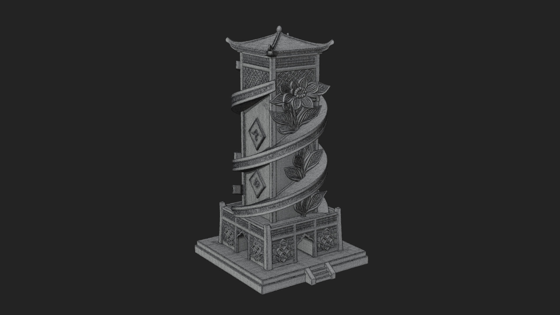 Vine Spiral Pillar Tower Design 1 3D Print Model 3D Model