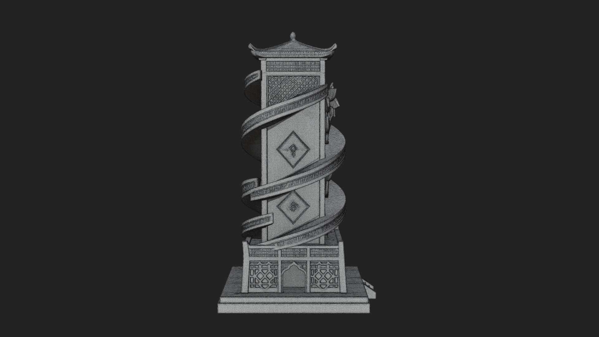 Vine Spiral Pillar Tower Design 1 3D Print Model 3D Model