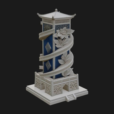 Vine Spiral Pillar Tower Design 1 3D Print Model