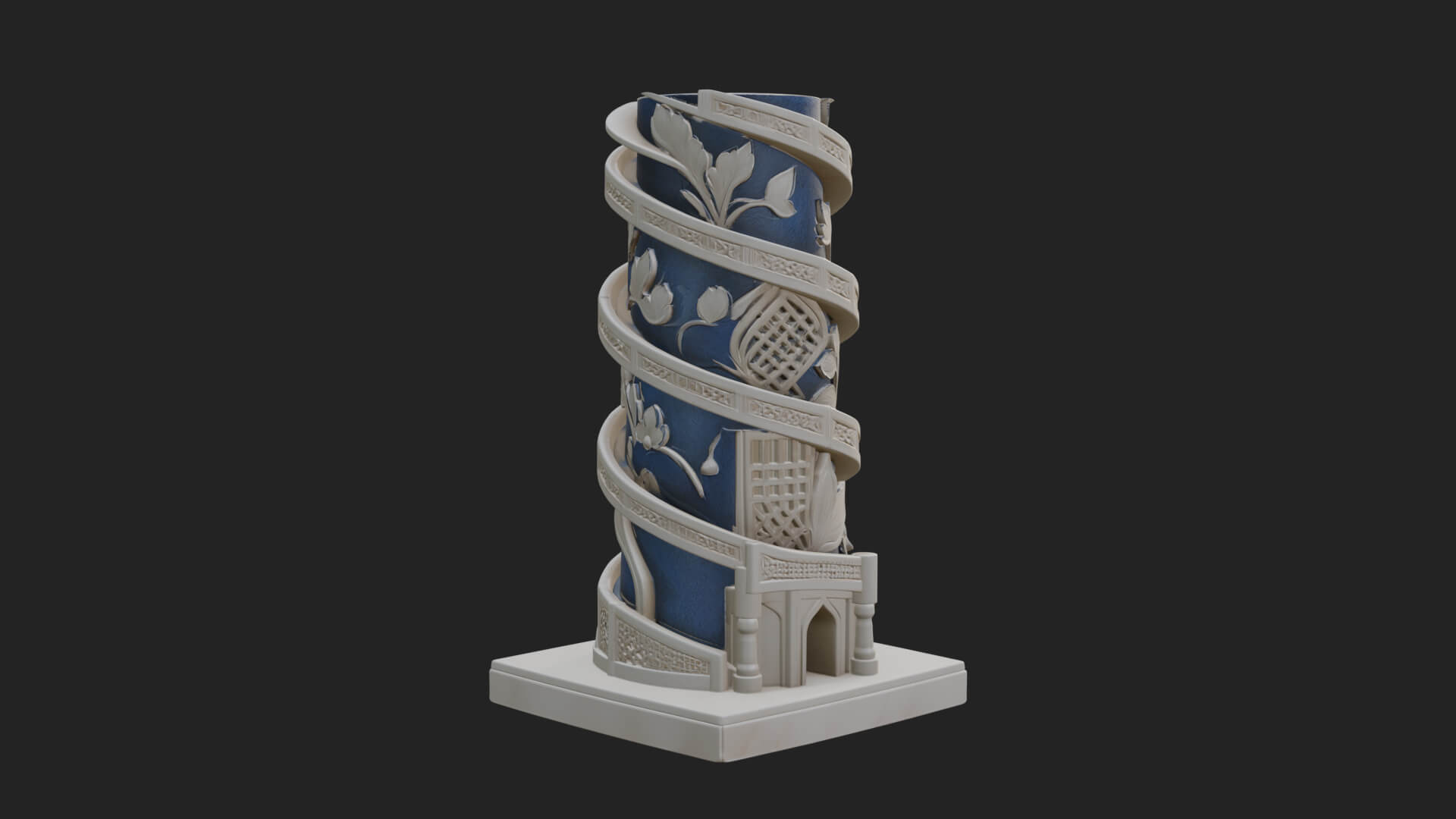 Vine Spiral Pillar Tower Design 2 3D Print Model 3D Model