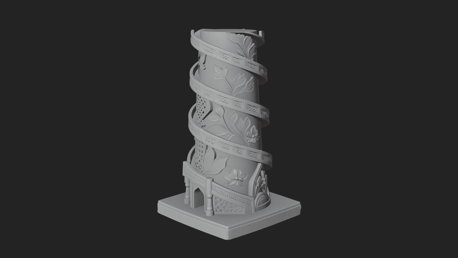 Vine Spiral Pillar Tower Design 2 3D Print Model 3D Model