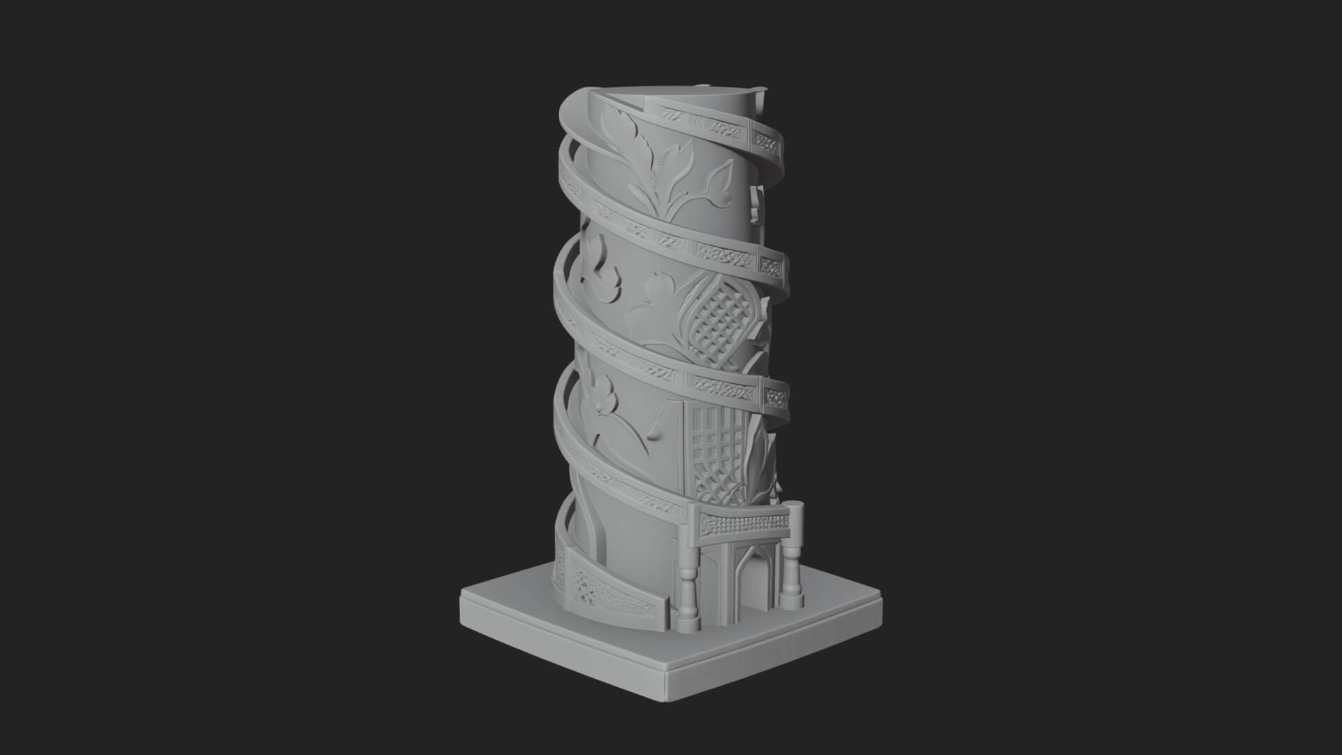 Vine Spiral Pillar Tower Design 2 3D Print Model 3D Model