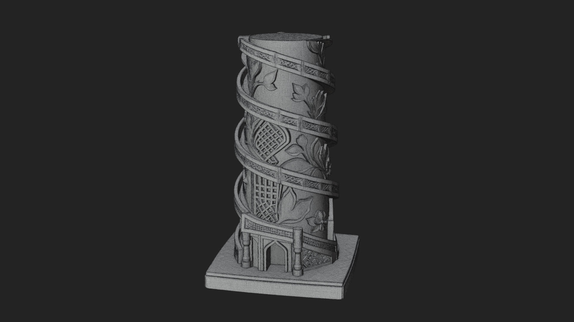 Vine Spiral Pillar Tower Design 2 3D Print Model 3D Model