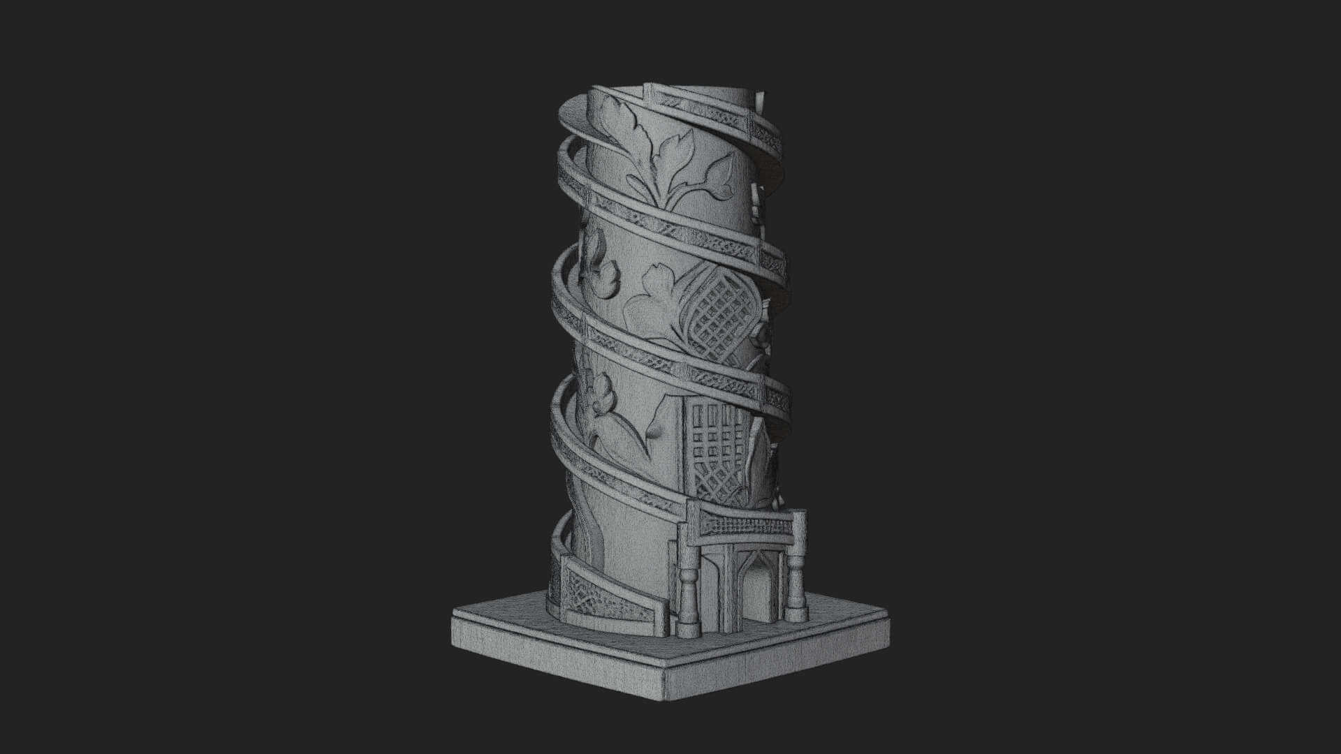 Vine Spiral Pillar Tower Design 2 3D Print Model 3D Model