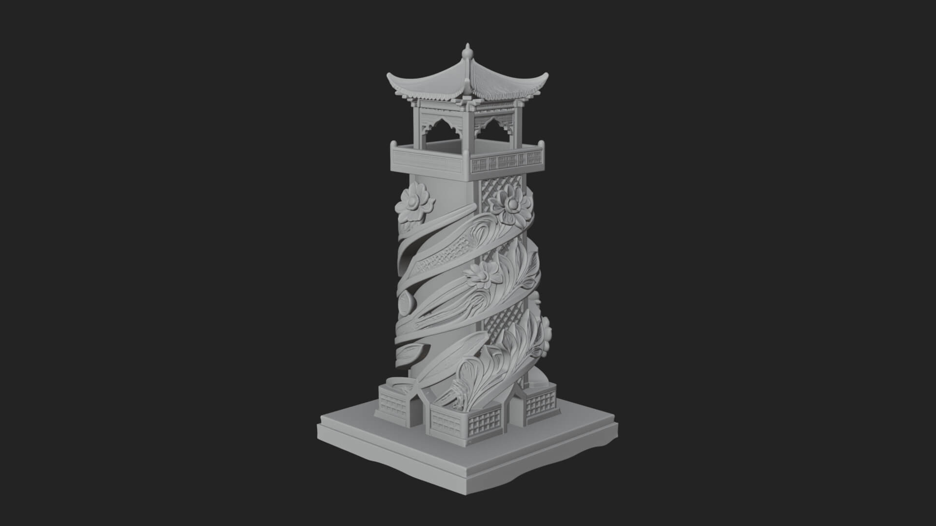 Vine Spiral Pillar Tower Design 3 3D Print Model 3D Model