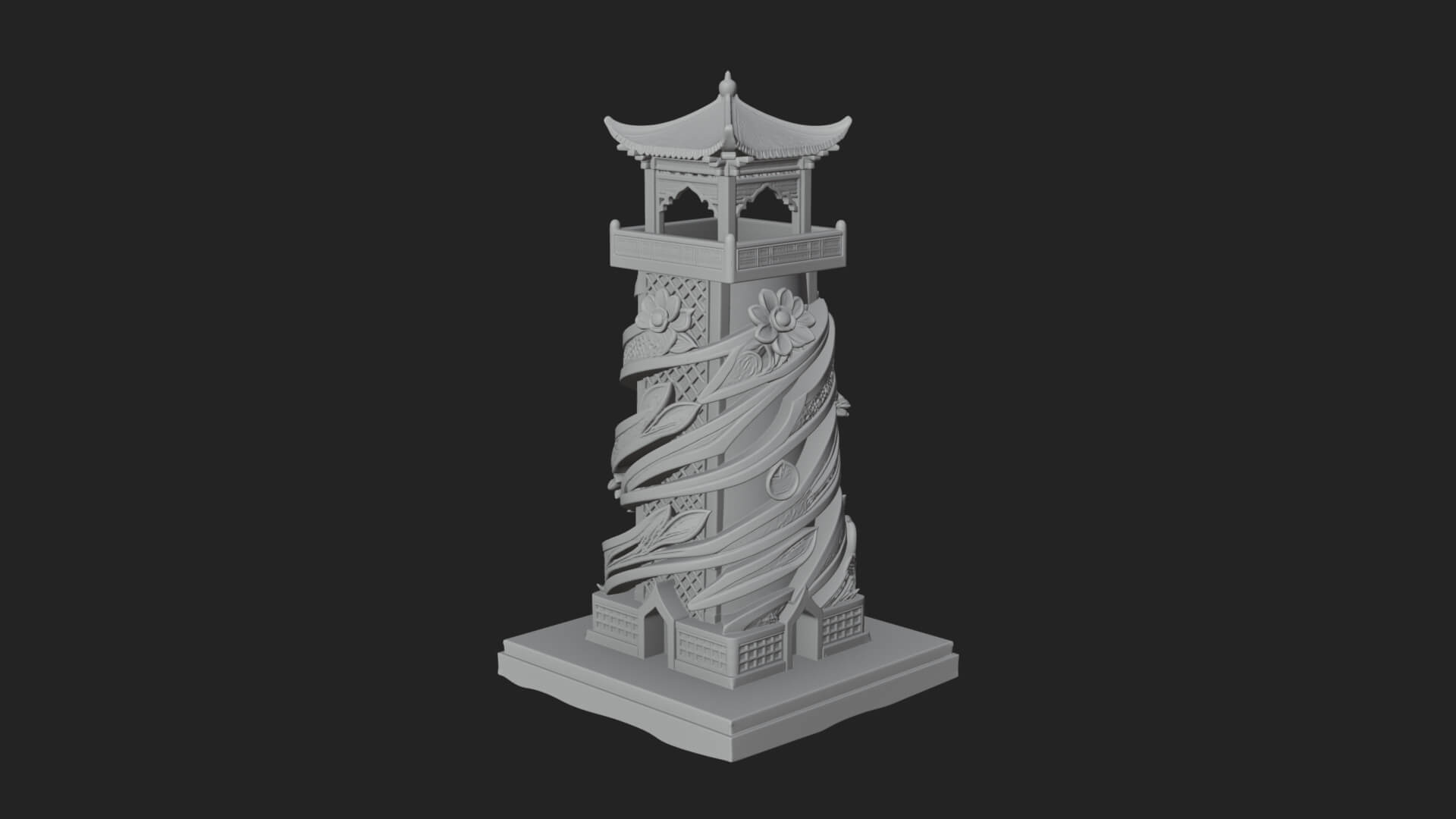 Vine Spiral Pillar Tower Design 3 3D Print Model 3D Model