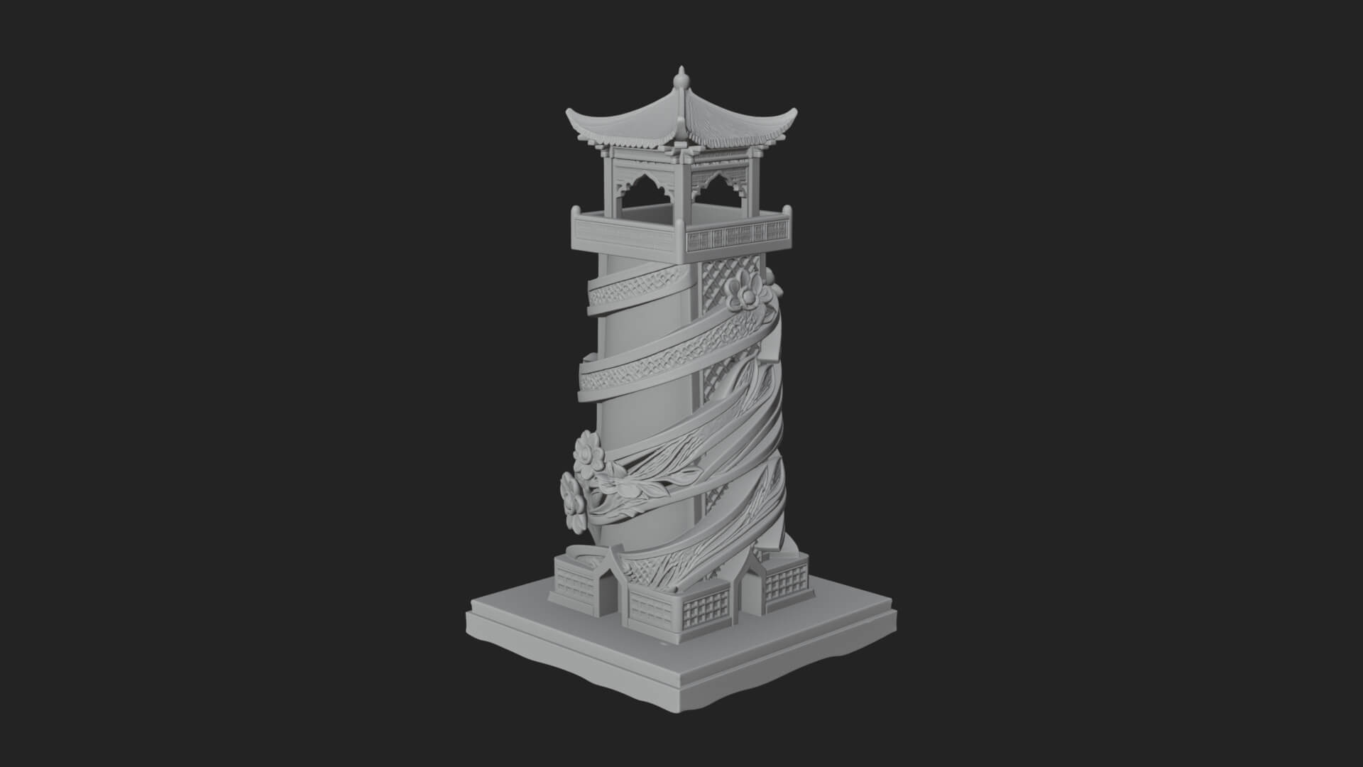 Vine Spiral Pillar Tower Design 3 3D Print Model 3D Model
