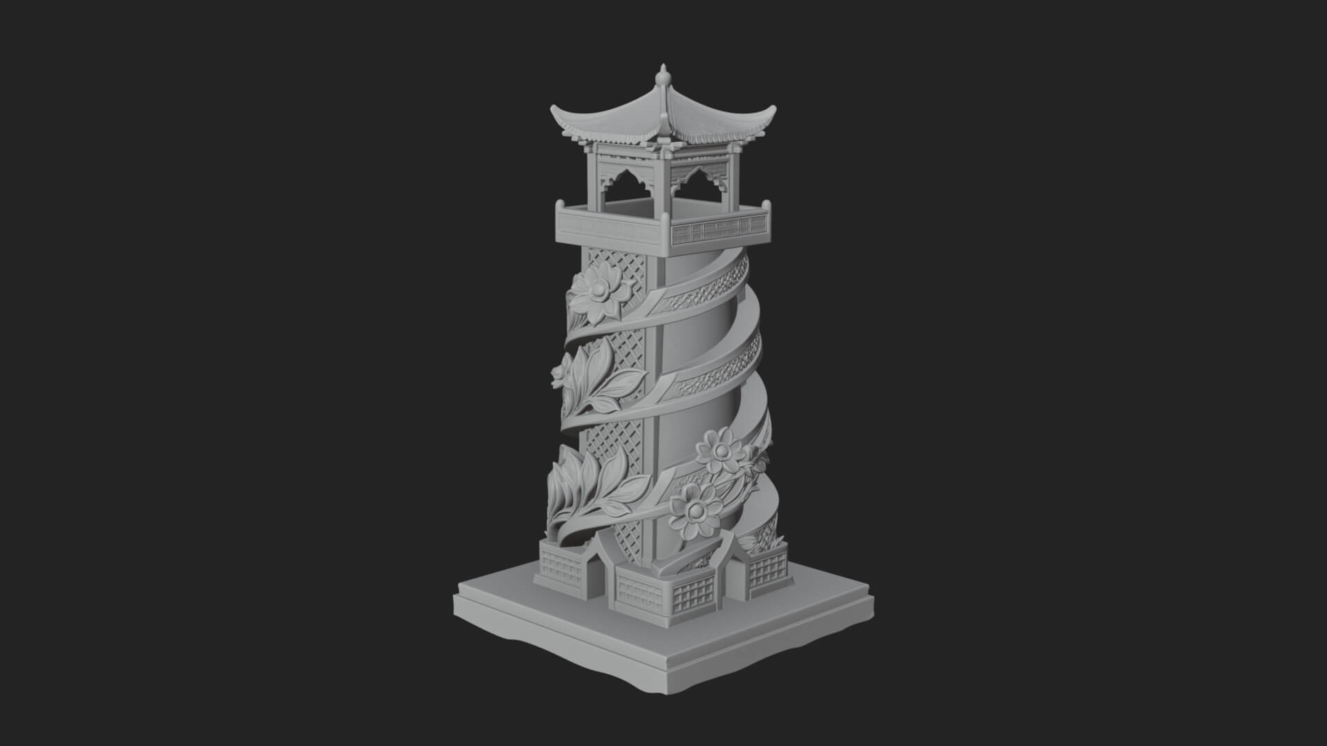 Vine Spiral Pillar Tower Design 3 3D Print Model 3D Model