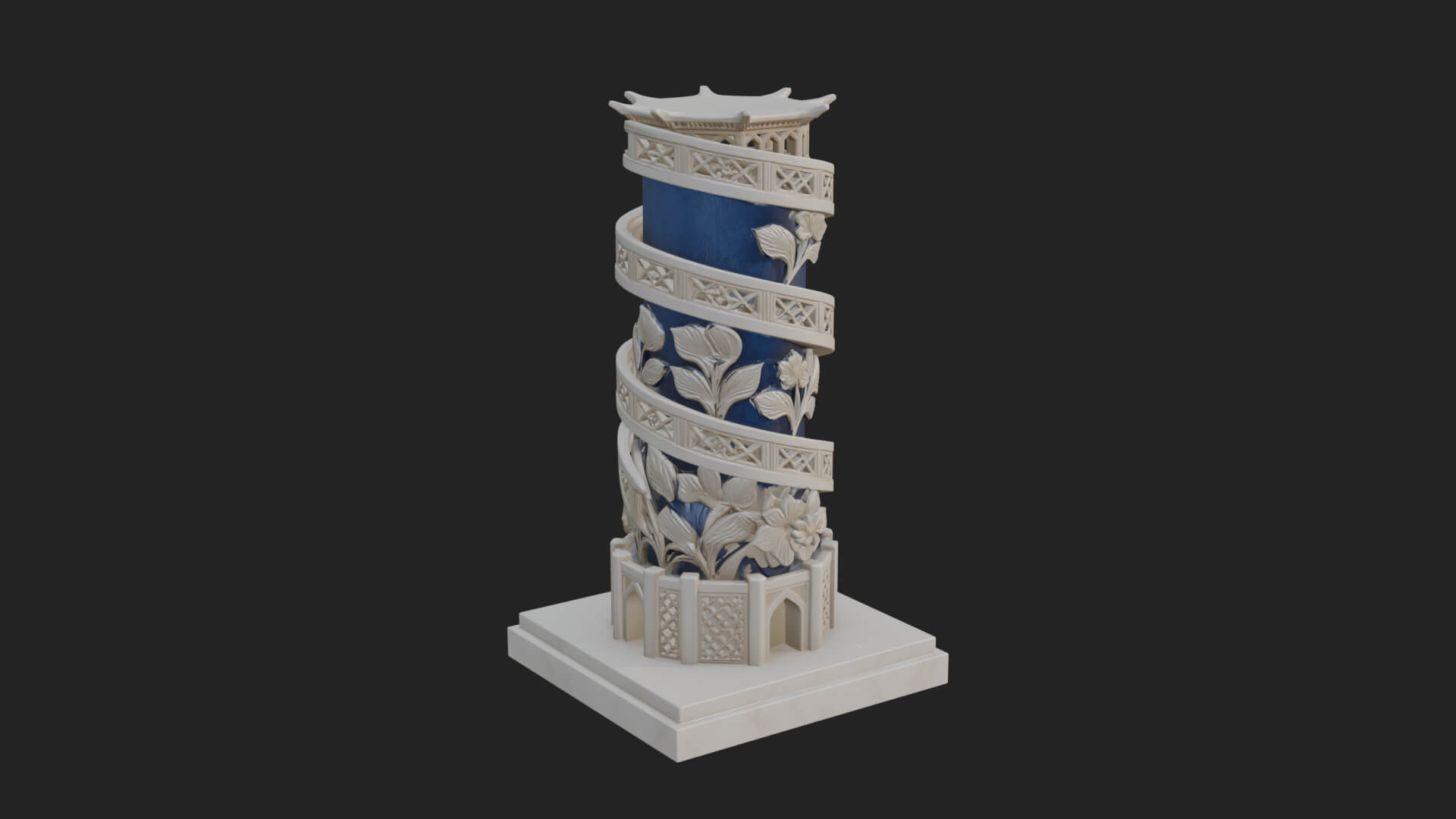 Vine Spiral Pillar Tower Design 4 3D Print Model 3D Model