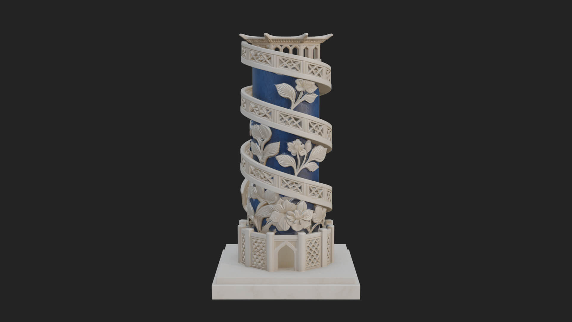 Vine Spiral Pillar Tower Design 4 3D Print Model 3D Model