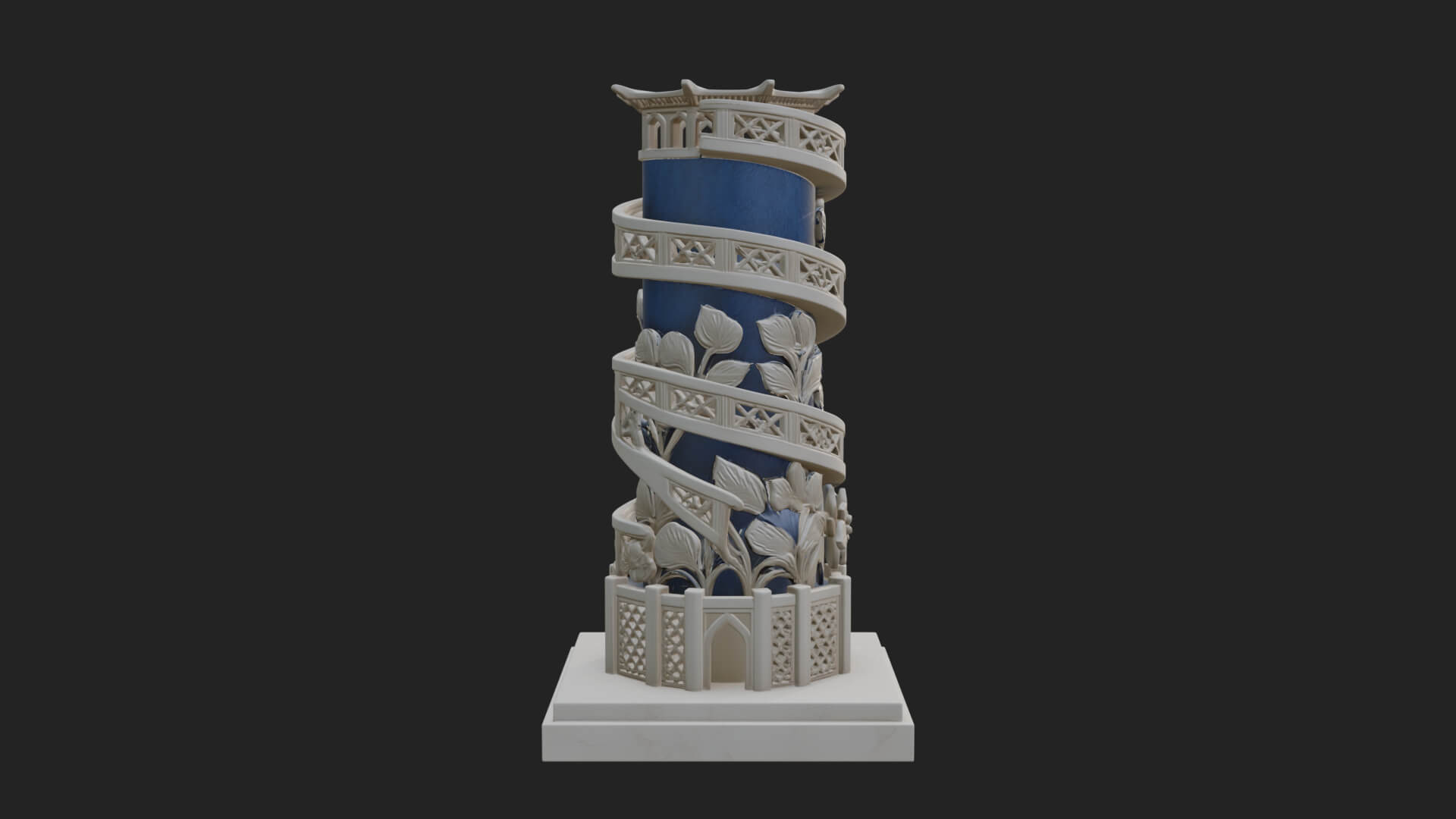 Vine Spiral Pillar Tower Design 4 3D Print Model 3D Model