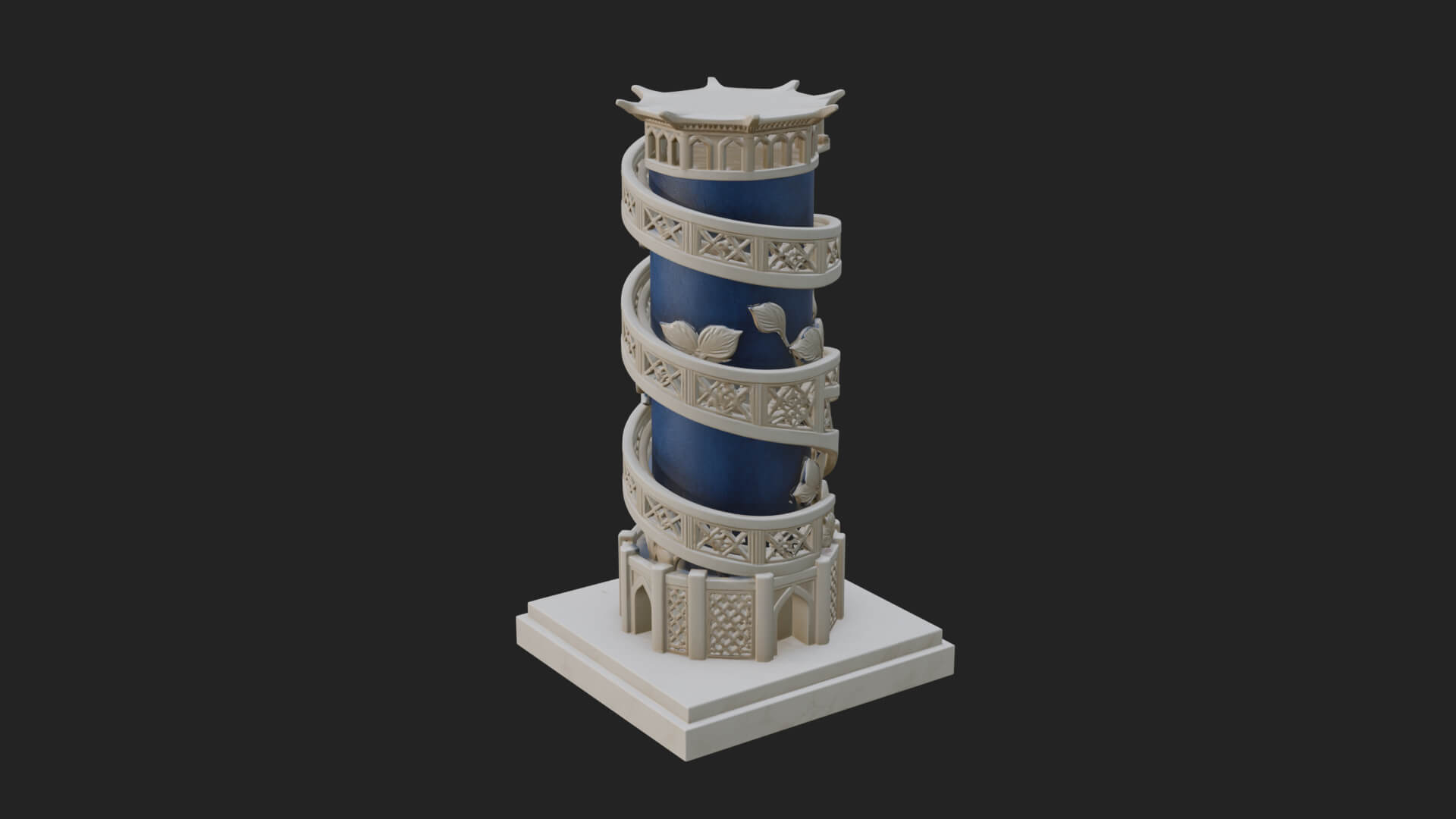 Vine Spiral Pillar Tower Design 4 3D Print Model 3D Model