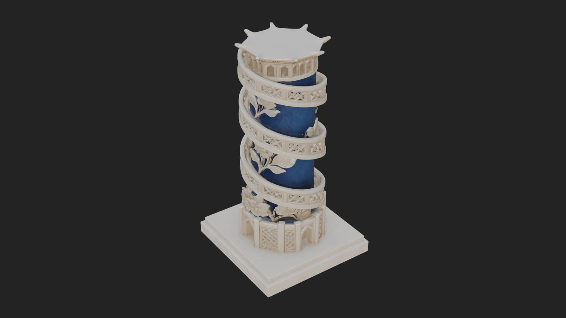 Vine Spiral Pillar Tower Design 4 3D Print Model 3D Model
