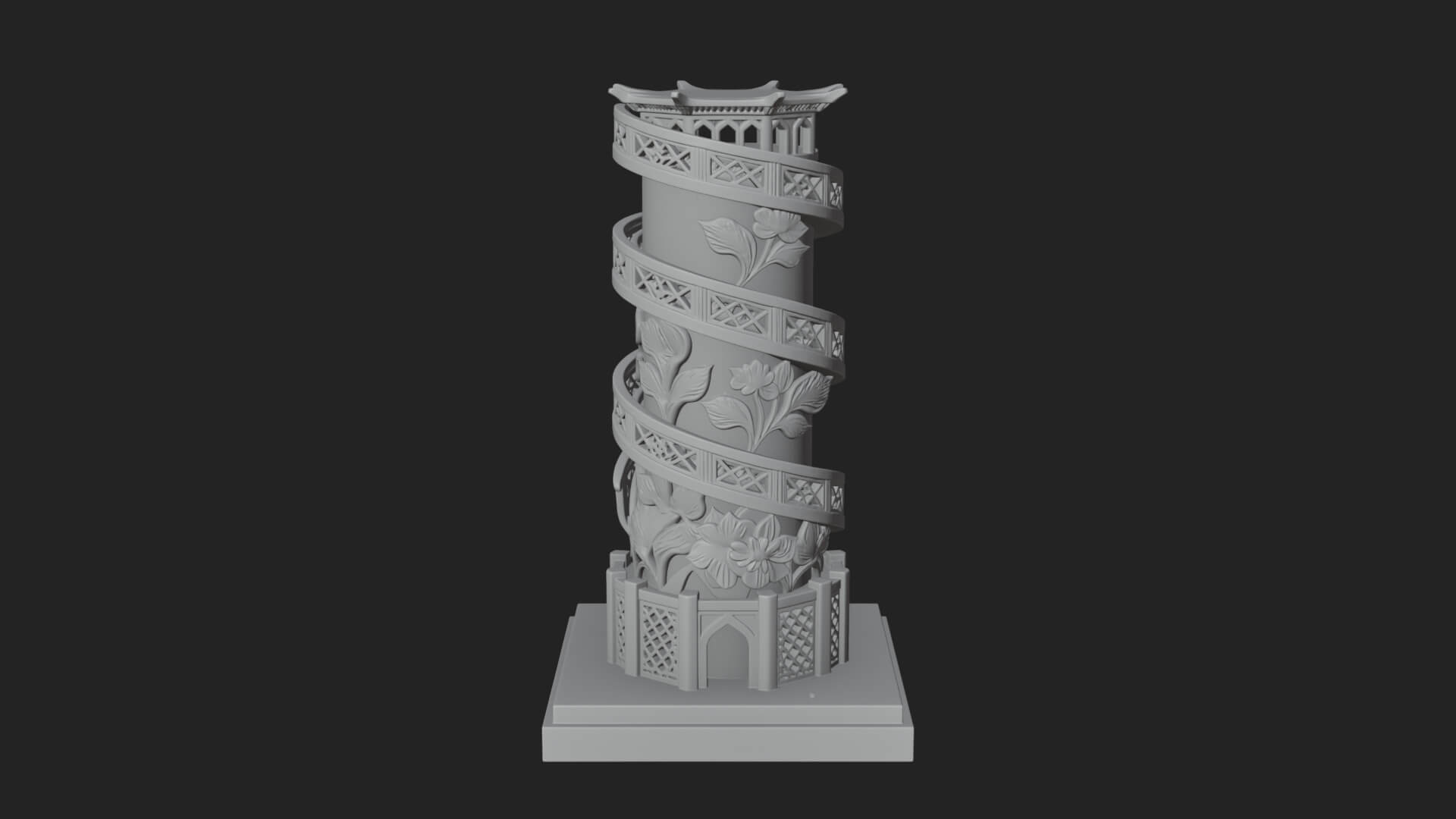 Vine Spiral Pillar Tower Design 4 3D Print Model 3D Model