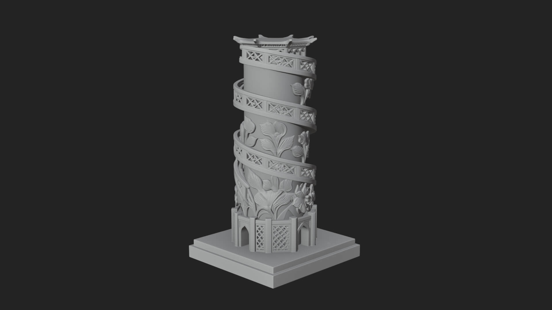 Vine Spiral Pillar Tower Design 4 3D Print Model 3D Model
