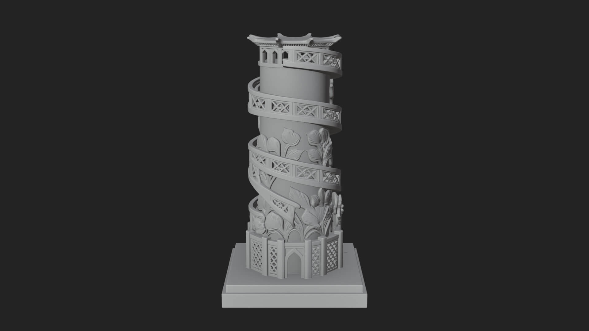 Vine Spiral Pillar Tower Design 4 3D Print Model 3D Model