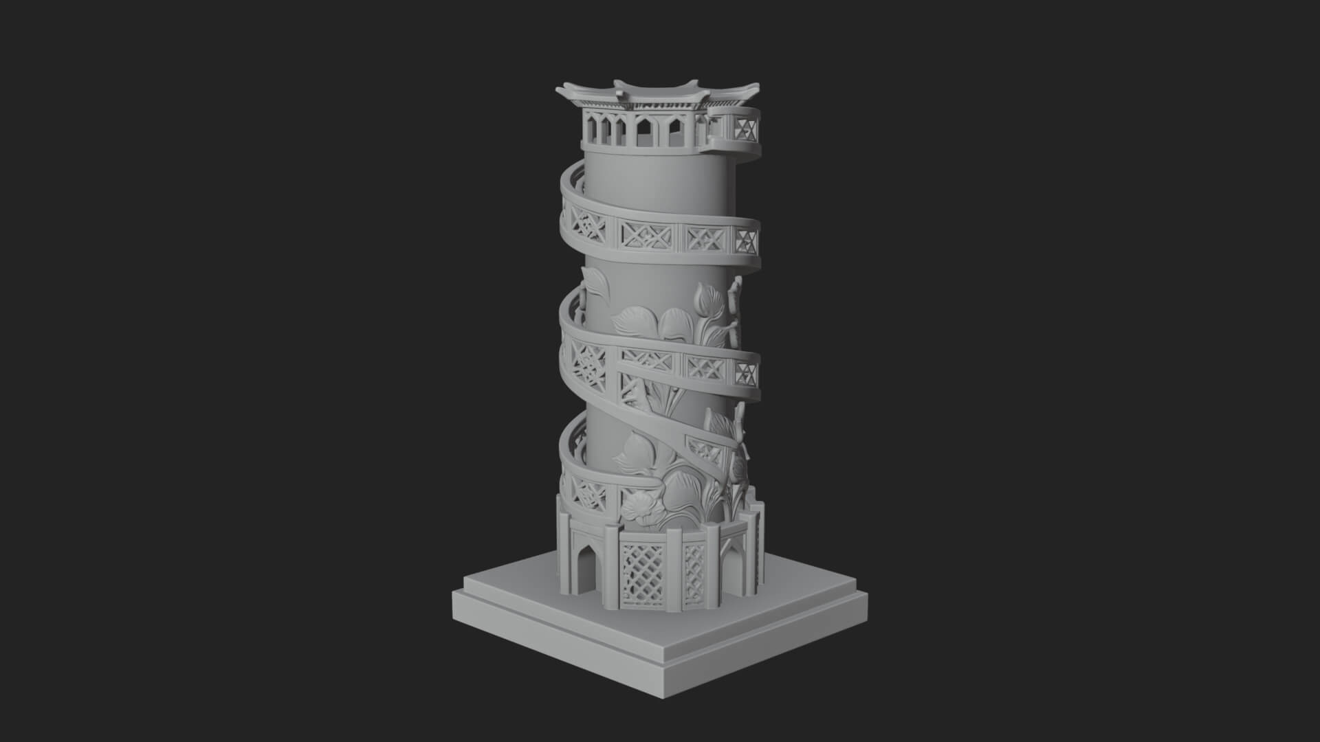 Vine Spiral Pillar Tower Design 4 3D Print Model 3D Model