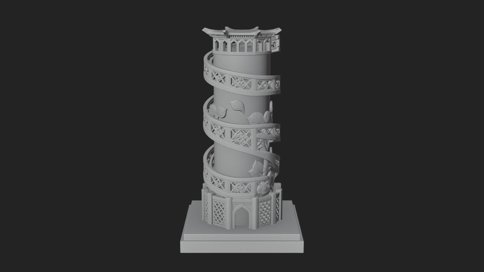 Vine Spiral Pillar Tower Design 4 3D Print Model 3D Model