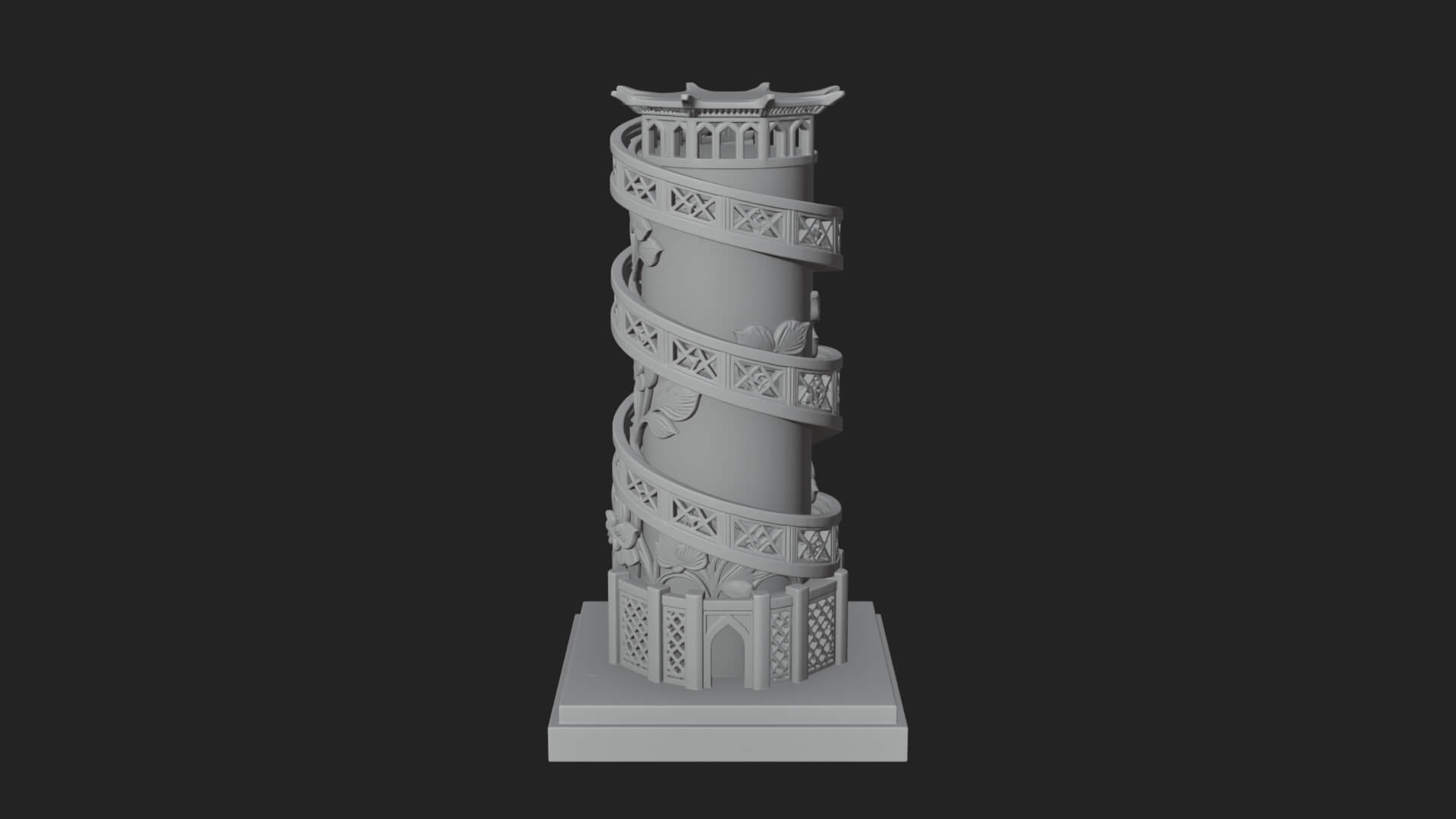 Vine Spiral Pillar Tower Design 4 3D Print Model 3D Model