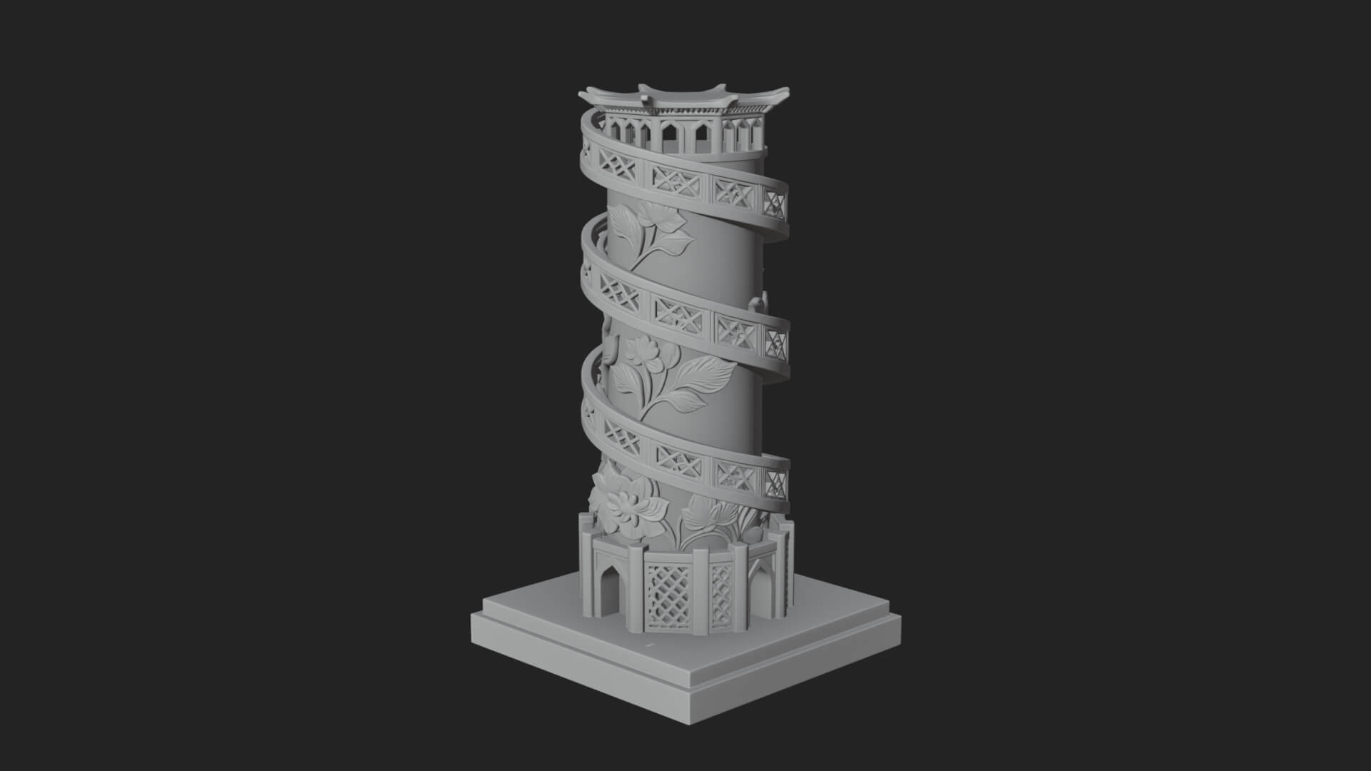 Vine Spiral Pillar Tower Design 4 3D Print Model 3D Model