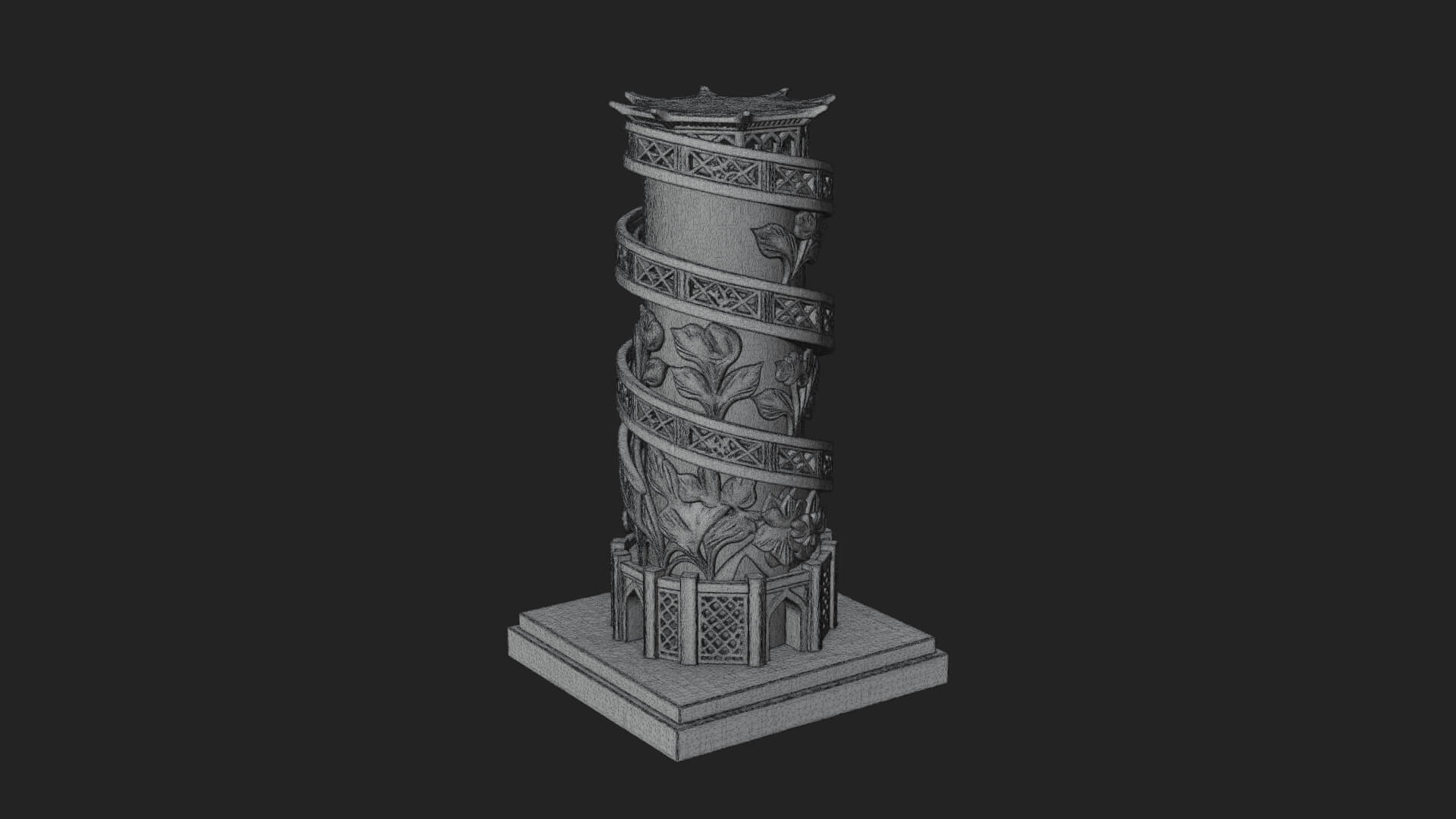 Vine Spiral Pillar Tower Design 4 3D Print Model 3D Model