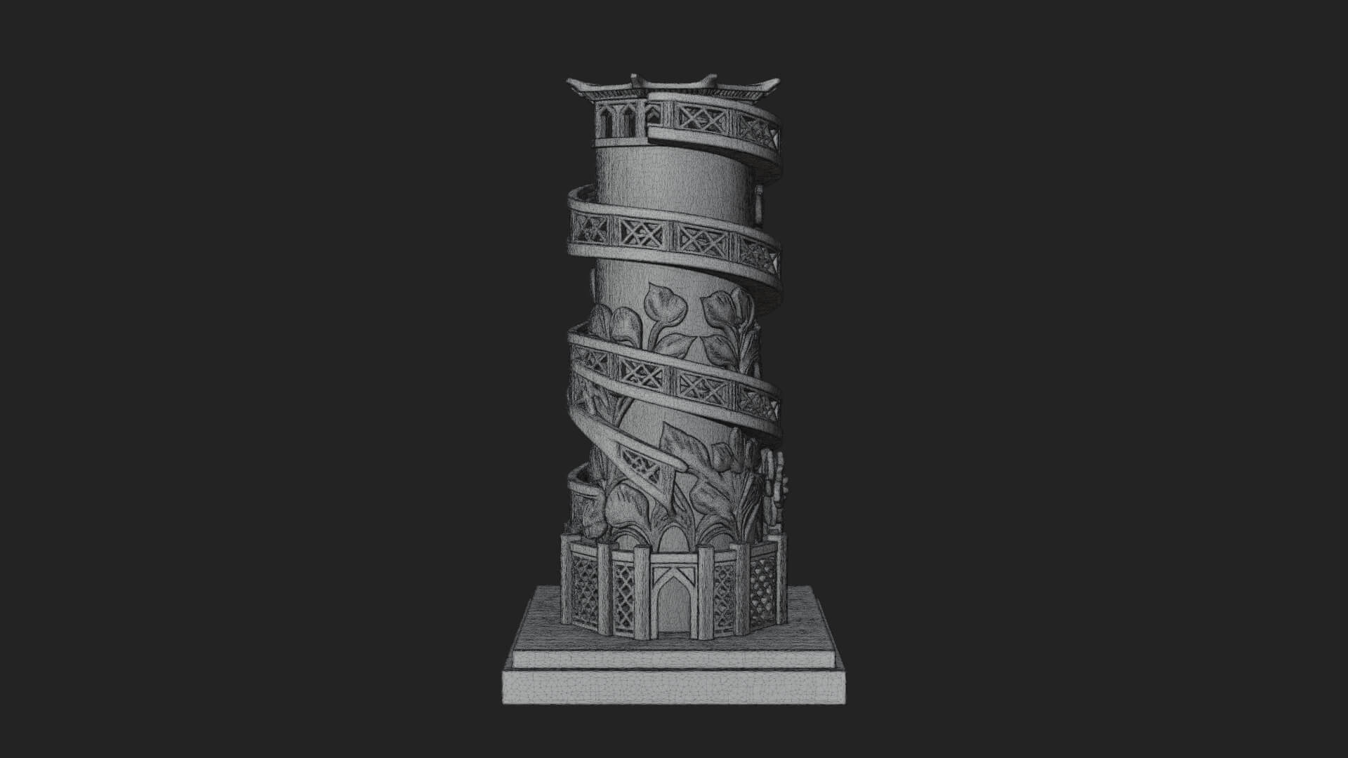 Vine Spiral Pillar Tower Design 4 3D Print Model 3D Model