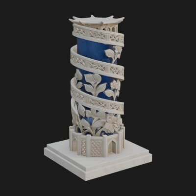 Vine Spiral Pillar Tower Design 4 3D Print Model