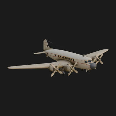 Vintage Airliner Plane Model Design 4 3D Print Model